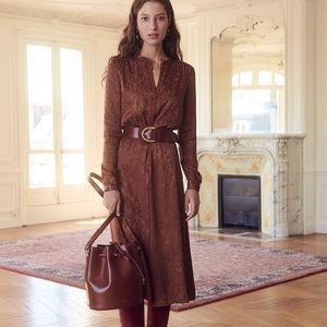 Sezane maxi dress, size 34, brown